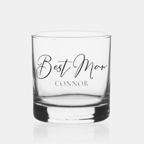 Best Man Customizable Modern Bachelor Party Whiskey Glass
