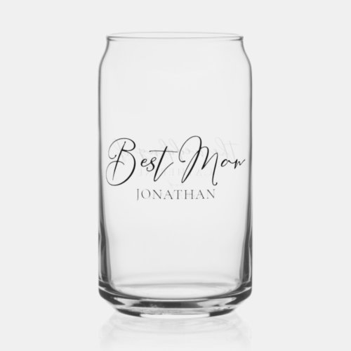 Best Man Customizable Two Sided Wedding Party Can Glass
