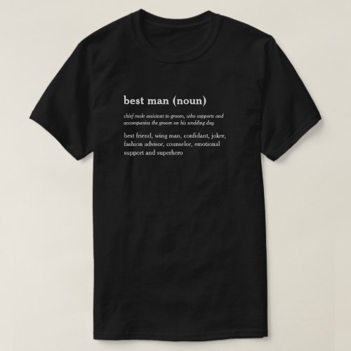 Best man dictionary definition custom t_shirt