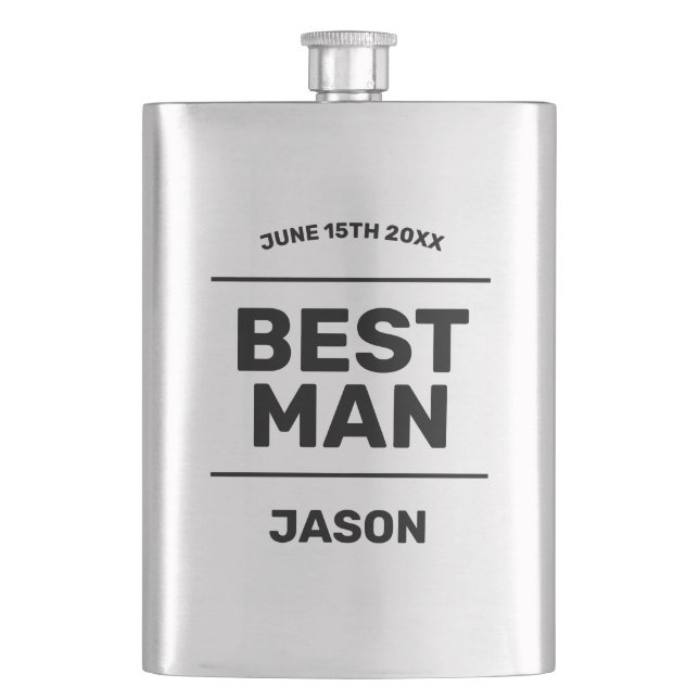 Best Man drink flask gift from groom to groomsmen (Front)
