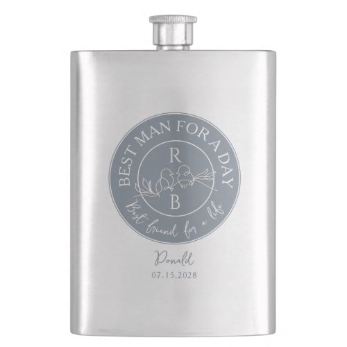 Best Man Dusty Blue Wedding Flask