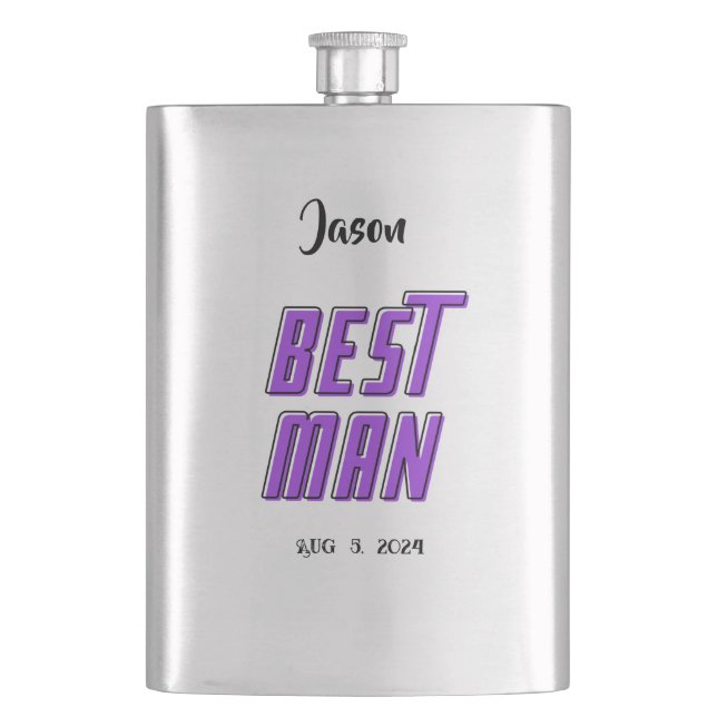 Best Man editable names and dates Flask (Front)