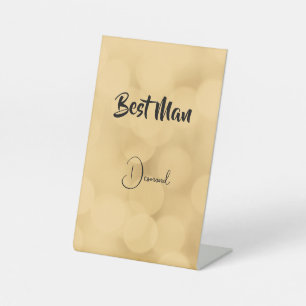 Best Man - editable text on gold Pedestal Sign