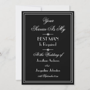 Best Man Elegant Chic Script Wedding Proposal  Invitation