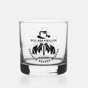 Best Man Elegant Tuxedo Wedding Whiskey Glass