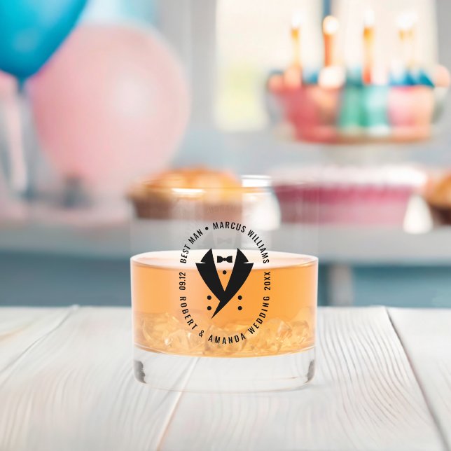 Best Man Elegant Tuxedo Wedding Whiskey Glass (Insitu (Baby Shower))