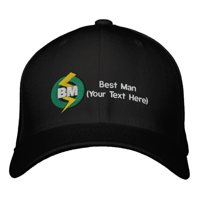 Best Man Embroidered Hat, Customizable Baseball Hat (Front)