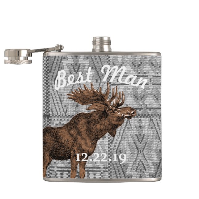 Best Man Flask Vintage Moose (Opened)