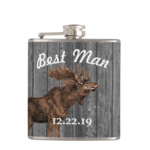 Best Man Flask Vintage Moose