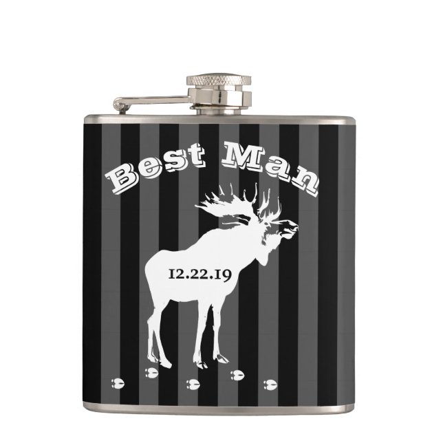 Best Man Flask Vintage Moose (Front)
