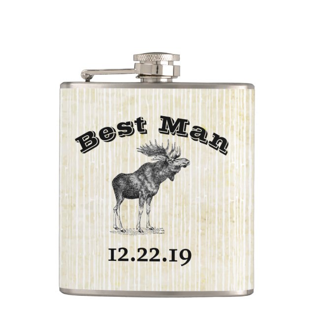 Best Man Flask Vintage Moose (Front)