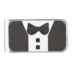 Best Man Funny Tuxedo 🎩 Minimalist Elegant  Silver Finish Money Clip
