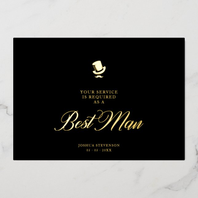 Best Man Funny Wedding Minimalist Proposal Card (Front)