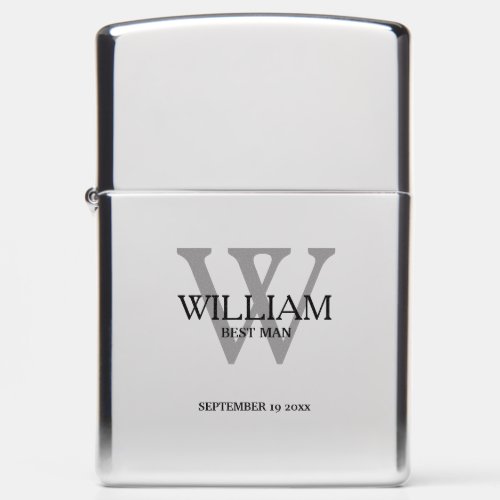 Best Man Gift Elegant Monogram  Name Classic Cool Zippo Lighter