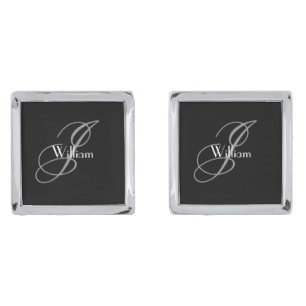 Best Man Gift Elegant Monogram Name Cool Chic Cufflinks