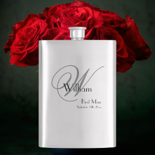 Best Man Gift: Elegant Script Monogram and Name Flask