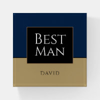 Best Man Gift/Gold/Black/Dark blue/Name Paperweight