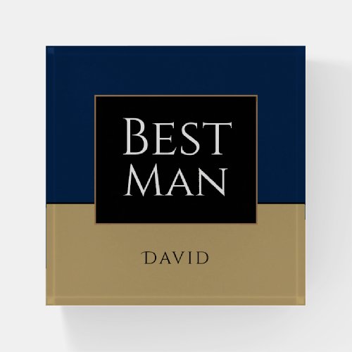 Best Man GiftGoldBlackDark blueName Paperweight