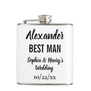 Best Man Gift Modern Typography Script Wedding Flask