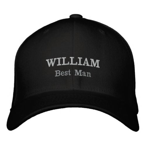 Best Man Gift Name Script Cool Black Classic Embroidered Baseball Cap