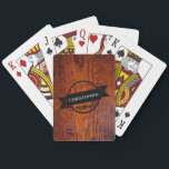 Best Man Gift Rustic Vintage Wood Grain Wedding Pl Poker Cards<br><div class="desc">Get ready for poker night with these handsome wood grain photo playing cards. Black ribbon logo design allows space for you to personalize these cards with name,  company name and event date.</div>