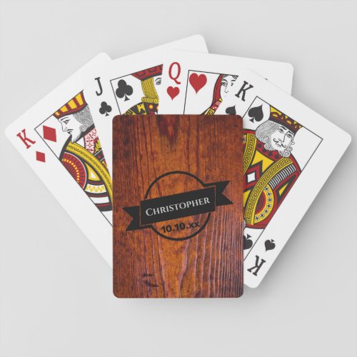 Best Man Gift Rustic Vintage Wood Grain Wedding Pl Poker Cards