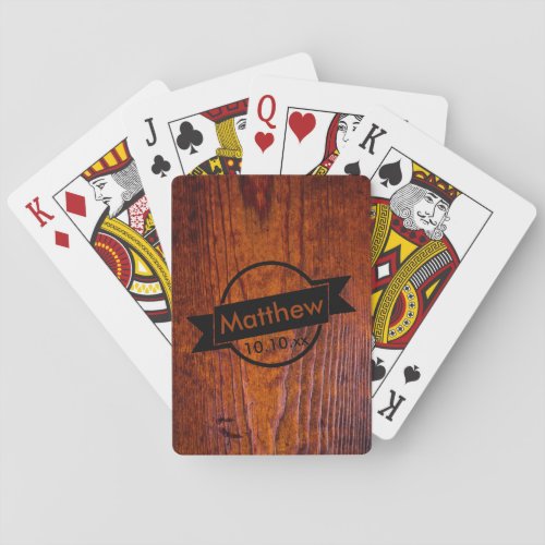 Best Man Gift _ Vintage Wood Grain Photo Playing Cards