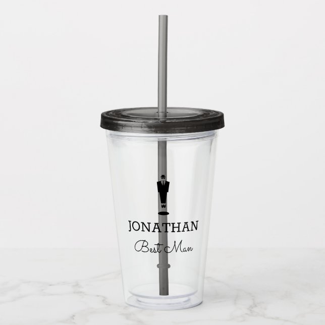 Best Man Gift Wedding Party Custom Personalized  Acrylic Tumbler (Front)