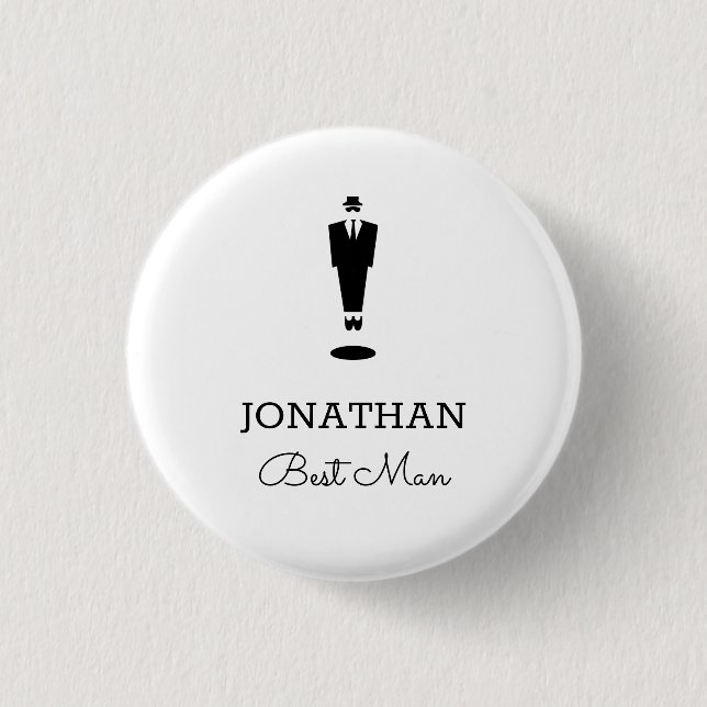 Best Man Gift Wedding Party Custom Personalized Button (Front)
