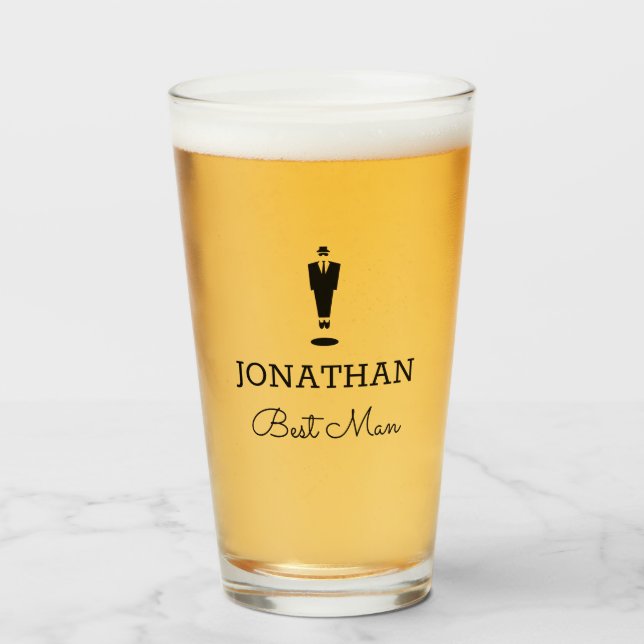 Best Man Gift Wedding Party Custom Personalized   Glass (Front Filled)