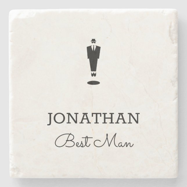 Best Man Gift Wedding Party Custom Personalized Stone Coaster (Front)