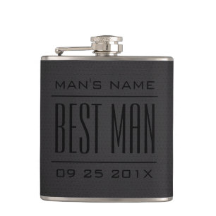 Best Man Gifts-Black Faux Leather Hip Flask
