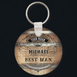 Best Man Gifts Keychain<br><div class="desc">Rustic whiskey barrel design featuring bold western typography. Personalize this design with your own text. Further customize this design by selecting the "customize further" link if desired.</div>