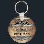 Best Man Gifts Keychain<br><div class="desc">Rustic whiskey barrel design featuring bold western typography. Personalize this design with your own text. Further customize this design by selecting the "customize further" link if desired.</div>