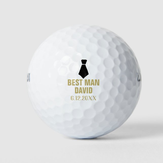 Best Man Gold Groomsman Gifts Party Favor Wedding Golf Balls (Front)
