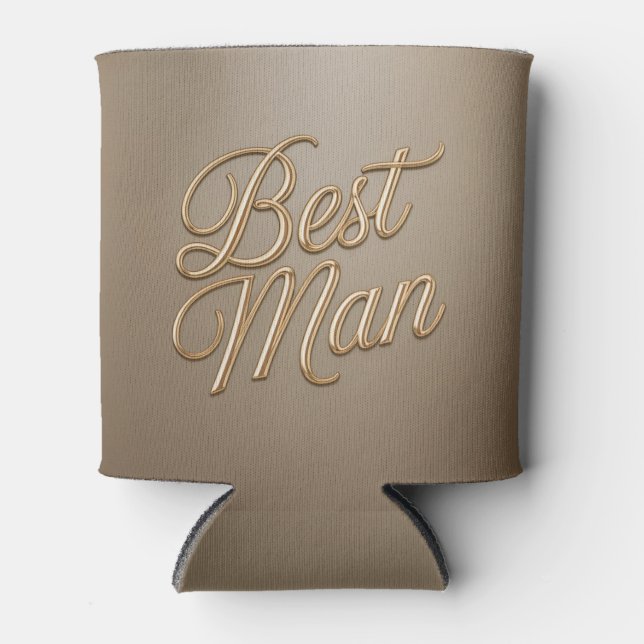 Best Man Gold Script Can Cooler (Front)