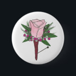 Best Man Groom Rose Wedding Boutonniere Button<br><div class="desc">Features an original marker illustration of a pretty pink rose wedding boutonniere button hole flower, surrounded by delicate baby's breath. Perfect for the groom, groomsmen, and best man! Designer is available to create and upload custom designs to match the colors and themes of your wedding--click "Ask this Designer" to begin...</div>
