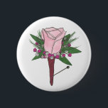 Best Man Groom Rose Wedding Boutonniere Button<br><div class="desc">Features an original marker illustration of a pretty pink rose wedding boutonniere button hole flower, surrounded by delicate baby's breath. Perfect for the groom, groomsmen, and best man! Designer is available to create and upload custom designs to match the colors and themes of your wedding--click "Ask this Designer" to begin...</div>