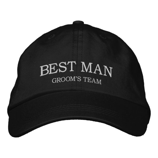 BEST MAN Groom's Team Wedding Embroidered Baseball Cap (Front)