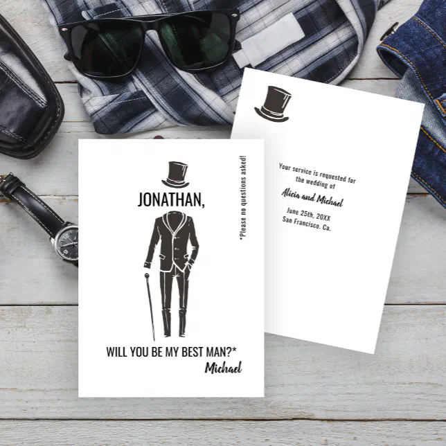Best Man Groomsman funny elegant proposal Invitation Zazzle
