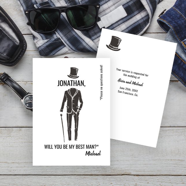 Best Man Groomsman funny elegant proposal Invitation (Creator Uploaded)