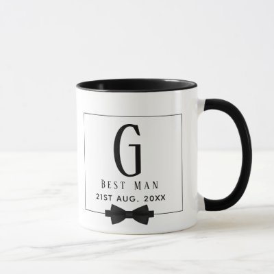 Best Man Groomsman Monogrammed Bow Tie Thank You Mug
