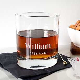 Best Man Groomsman Wedding Rocks Glass