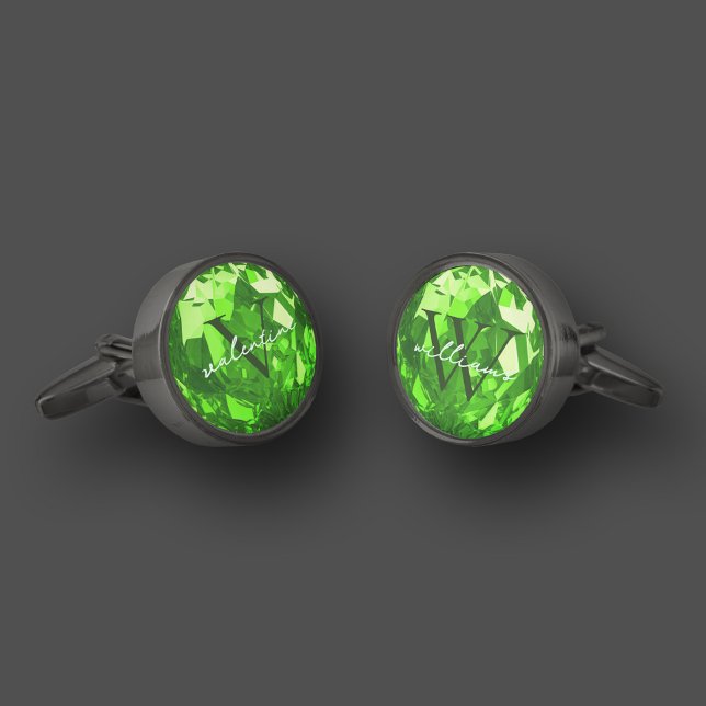 Best Man Groomsmen Elegant Monogram Green Emerald Cufflinks (Best Man Groomsmen Elegant Monogram Green Emerald Cufflinks
)
