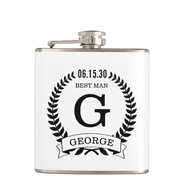 Best Man Initials Flask (Front)