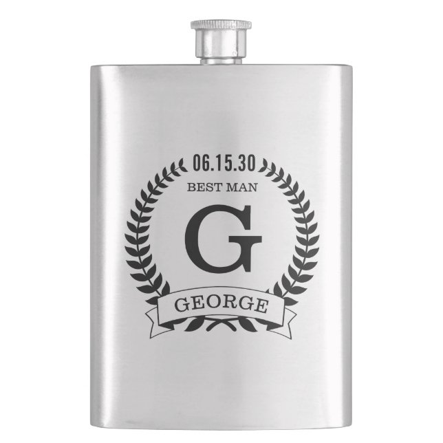 Best Man Initials Flask (Front)