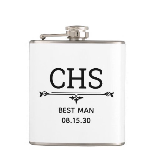 Best Man Initials Flask