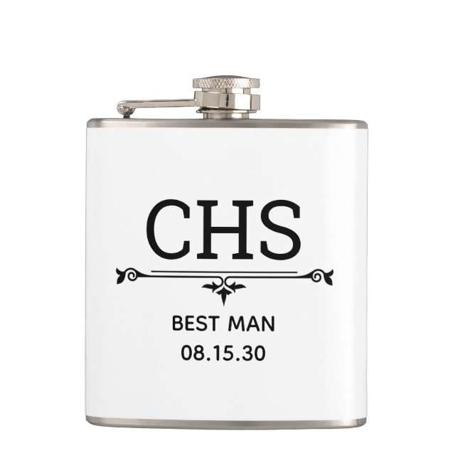 Best Man Initials Flask (Front)