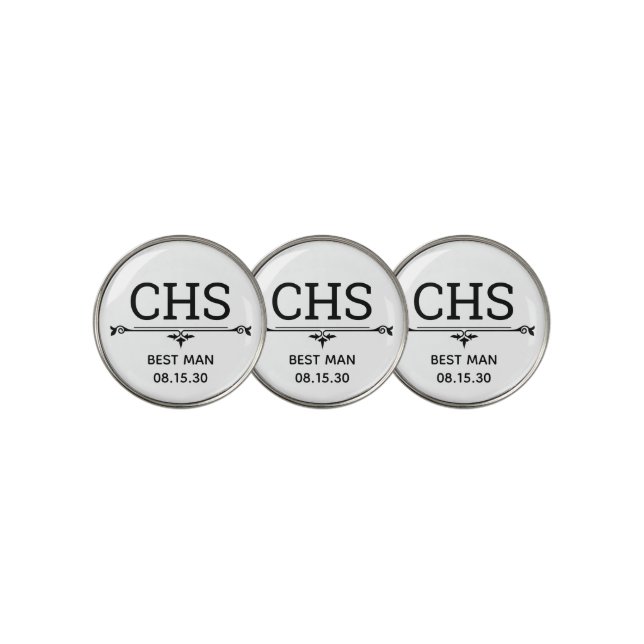 Best Man Initials Golf Ball Marker (3 Up)