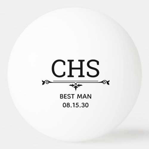 Best Man Initials Ping Pong Ball